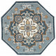 5' Blue And Ivory Round Wool Hand Hooked Handmade Area Rug