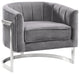 Benzara BM236857 18" Velvet Upholstered Curved Modern Accent Chair, Gray