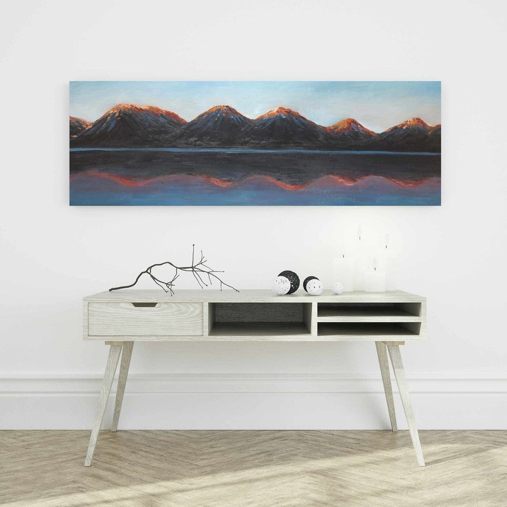 Mountains/Calm Lake Print on Wrapped Canvas