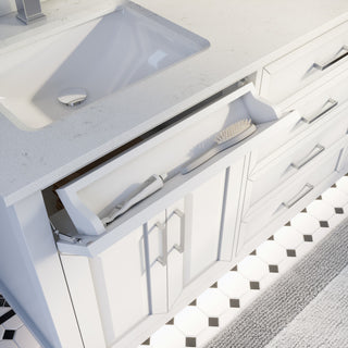 Terrence 72" Vanity with Power Bar and Drawer Organizer, White