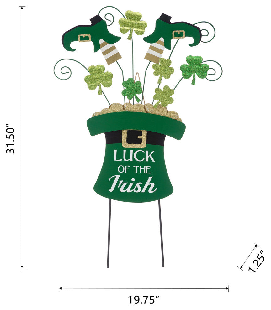 31.5'' Wooden St. Patrick's Leprechaun Belt Yard Stake