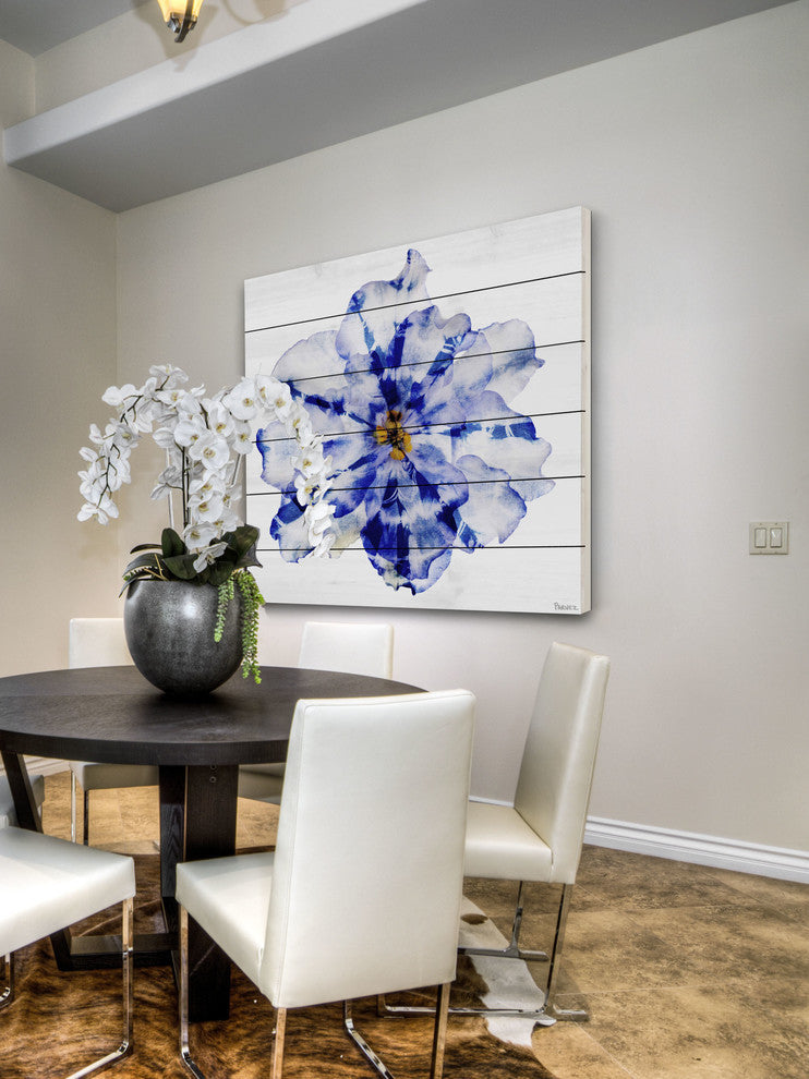 "Blue and White Flower" UV Ink Print on White Wood, 40"x40"