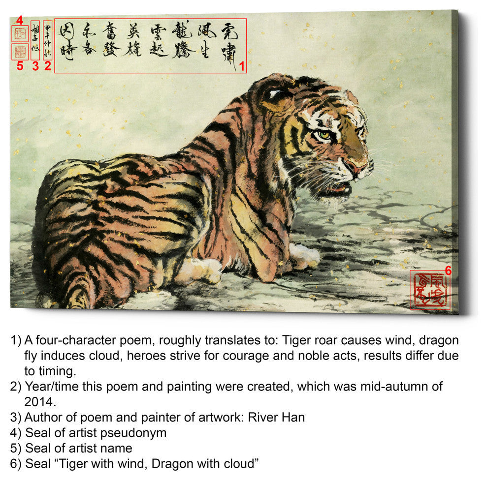 Epic Graffiti "Tiger Relaxing" by River Han, Giclee Canvas Wall Art, 26"x40"