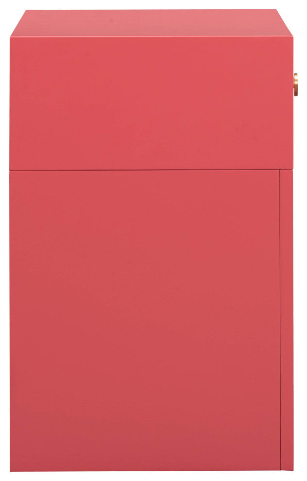 Suzie Coral Pink/Rattan Nightstand