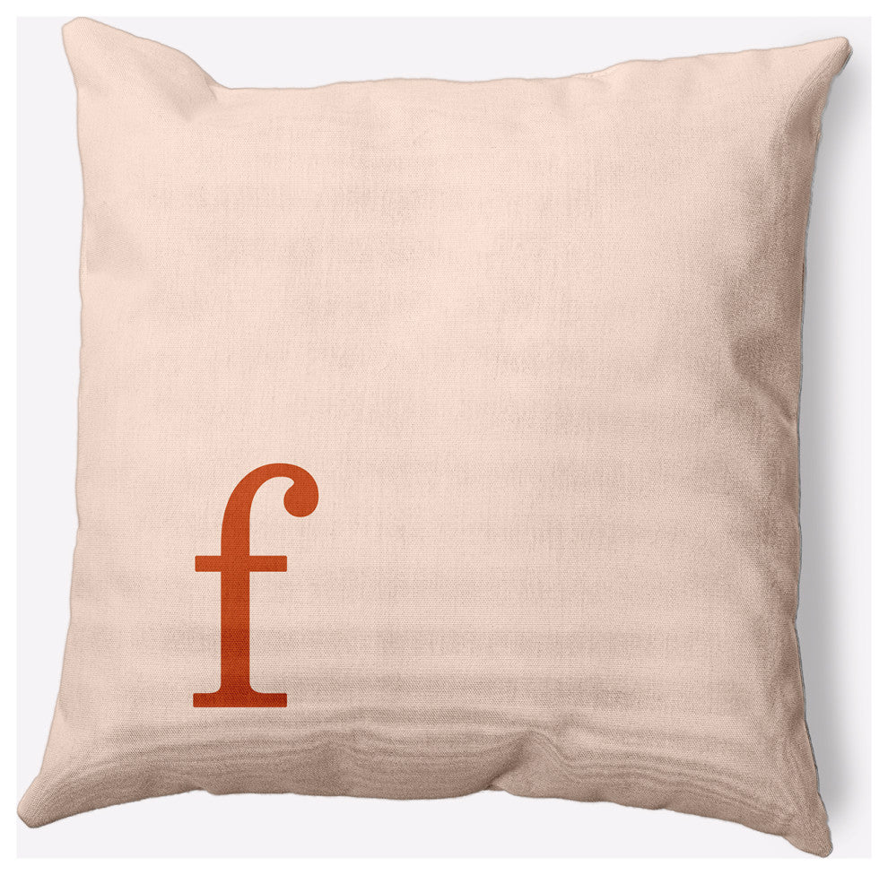 20" x 20" Modern Monogram Indoor/Outdoor Polyester Throw Pillow, Sienna