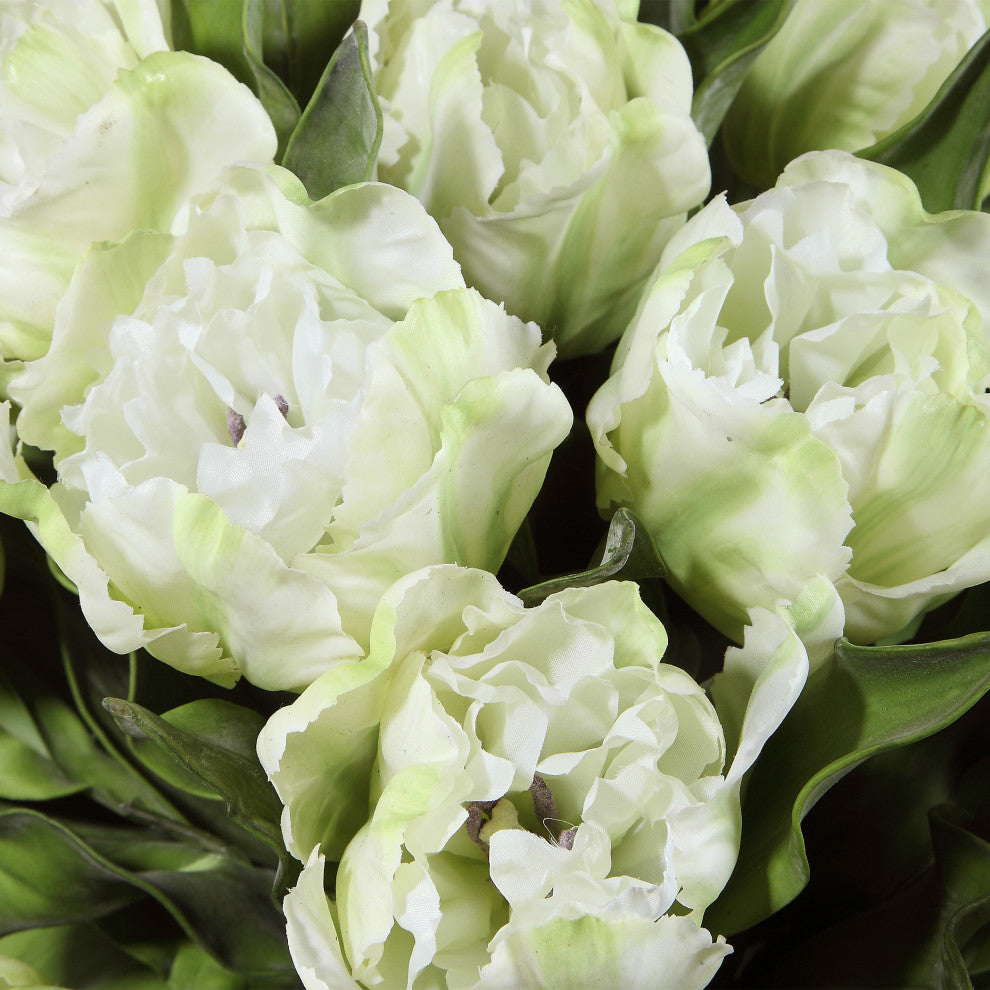 Oval White Double Tulip Bouquet Centerpiece Vase Spring Blossom