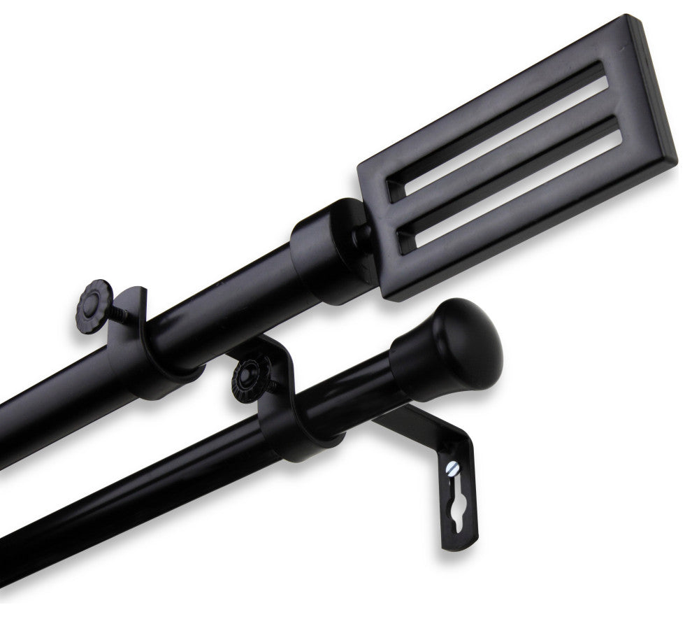 Mabel Double 13/16 inch dia. Curtain Rod, Black, 28"-48"