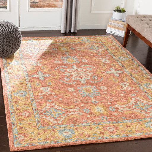 Surya Panipat PNP-2305 8'x10' Rug, Camel/Dark Brown/Olive/Teal/Ice Blue/Cream