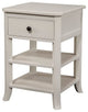 Benzara BM172848 Mahogany Open Shelf Drawer Wood Nightstand, White
