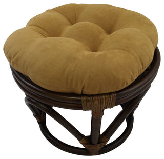 18" Round Solid Micro Suede Tufted Footstool Cushion, Camel