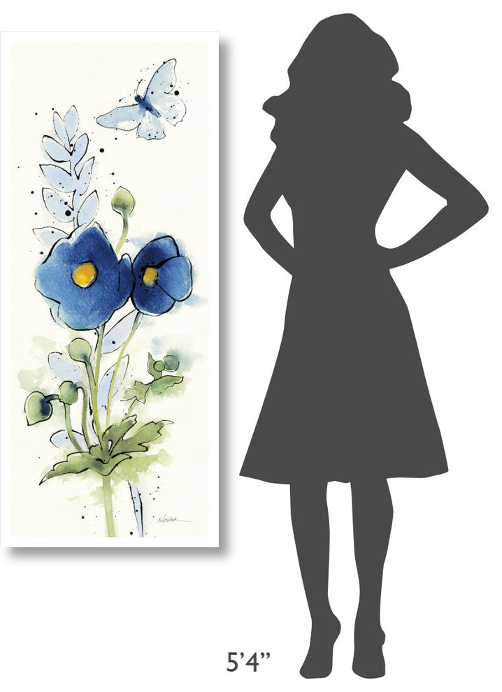 "Independent Blooms Blue VI" Digital Paper Print by Shirley Novak, 22"x52"