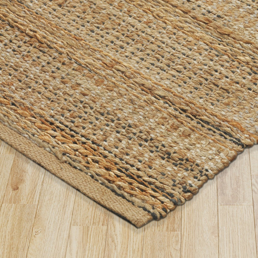 8" x 10" Tan and Gray Intricately Handwoven Area Rug
