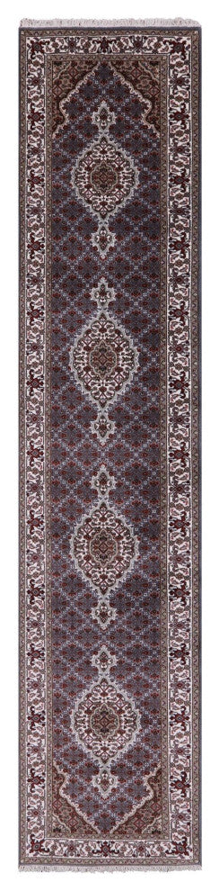 2' 6" X 12' 1" Wool and Silk Persian Tabriz Hand Knotted Runner Rug Q8949