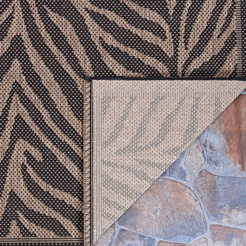 Couristan Recife Zebra Indoor/Outdoor Area Rug, Black/Cocoa, 8'6" Square