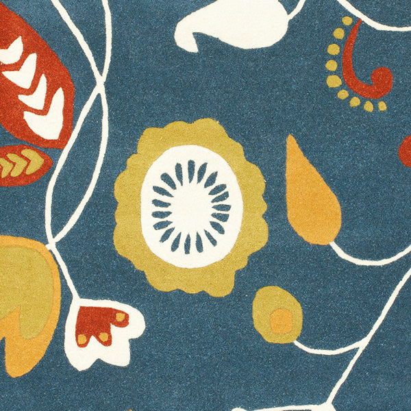 Safavieh Soho Soh772B Floral Rug, Dark Blue/Multi, 6'0"x6'0" Square