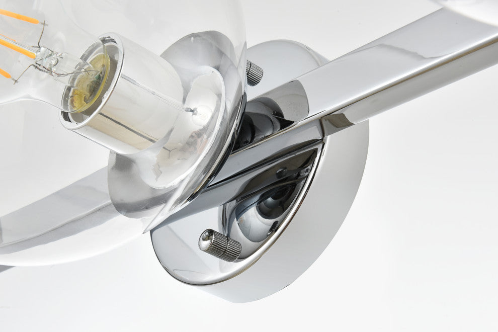 3 Light Chrome And Clear Bath Sconce