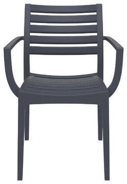 Artemis Outdoor Dining Arm Chair Brown, Set of 2, Dark Gray