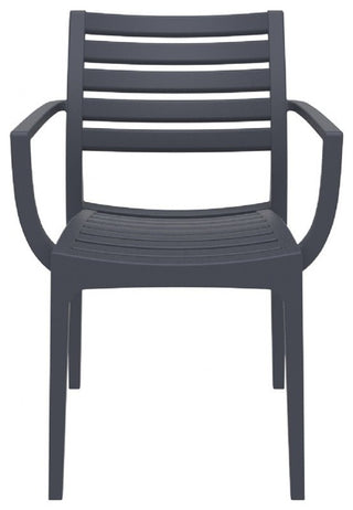 Artemis Outdoor Dining Arm Chair Brown, Set of 2, Dark Gray