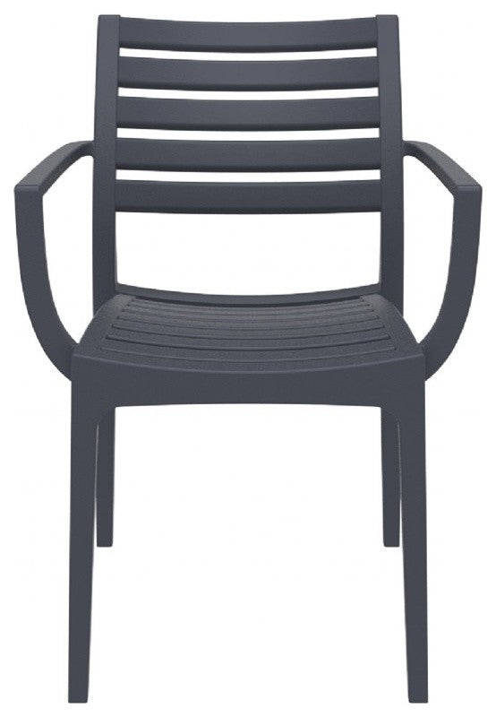 Artemis Outdoor Dining Arm Chair Brown, Set of 2, Dark Gray