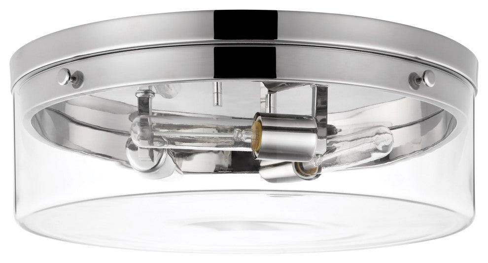 Intersection Large Flush Mount Fixture, Polished Nickel With Clear Glass