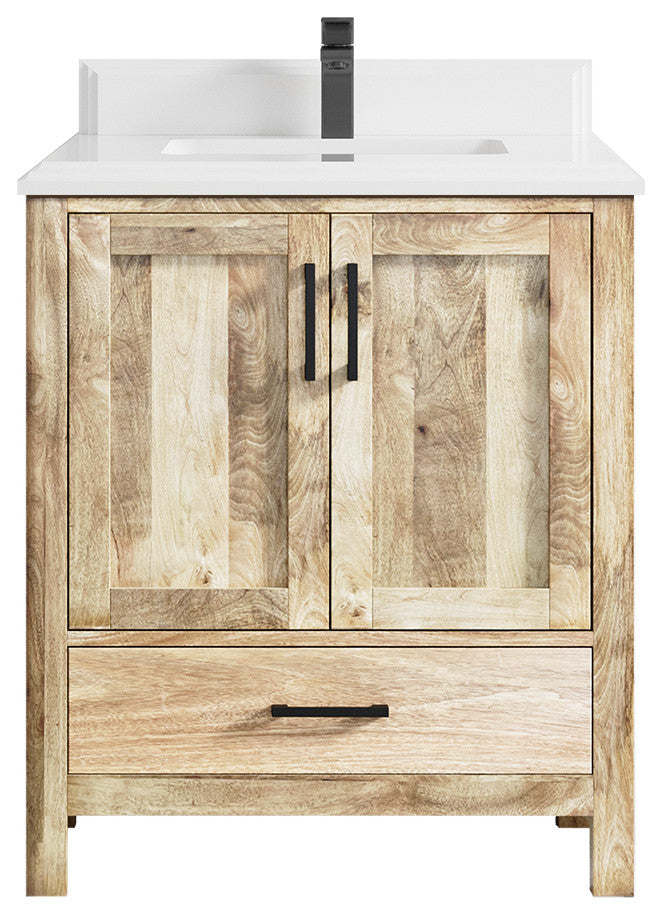 Malibu Mango 30 Single Sink Bath Vanity in White Washed 1.5" White Quartz