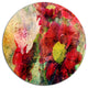 Red Flowers And Watercolor Splashes, Flower Disc Metal Wall Art, 36"
