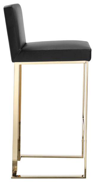 Dexter Bar Stool Faux Leather Black and Gold