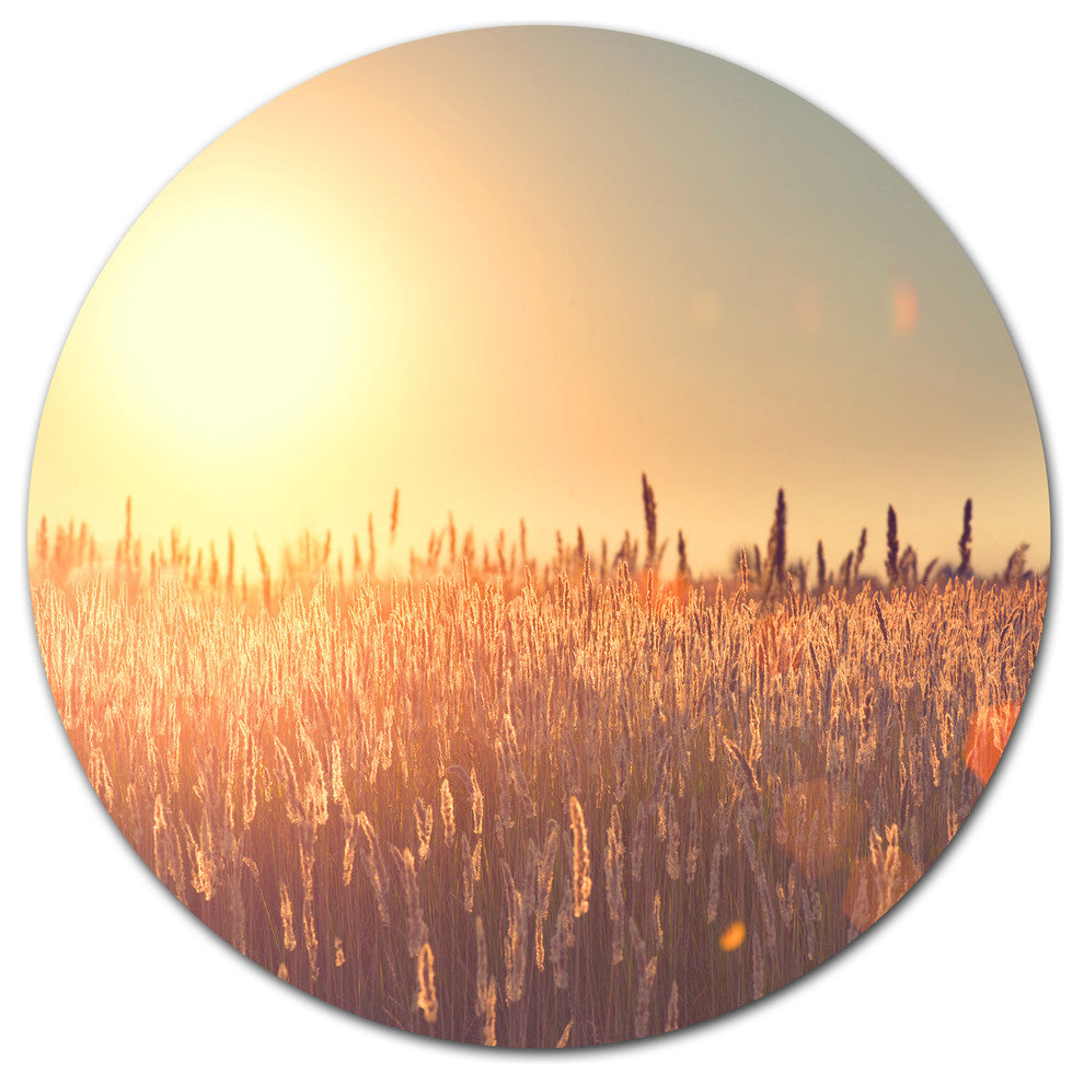 Rural Land Under Shining Sun, Landscape Disc Metal Wall Art, 23"