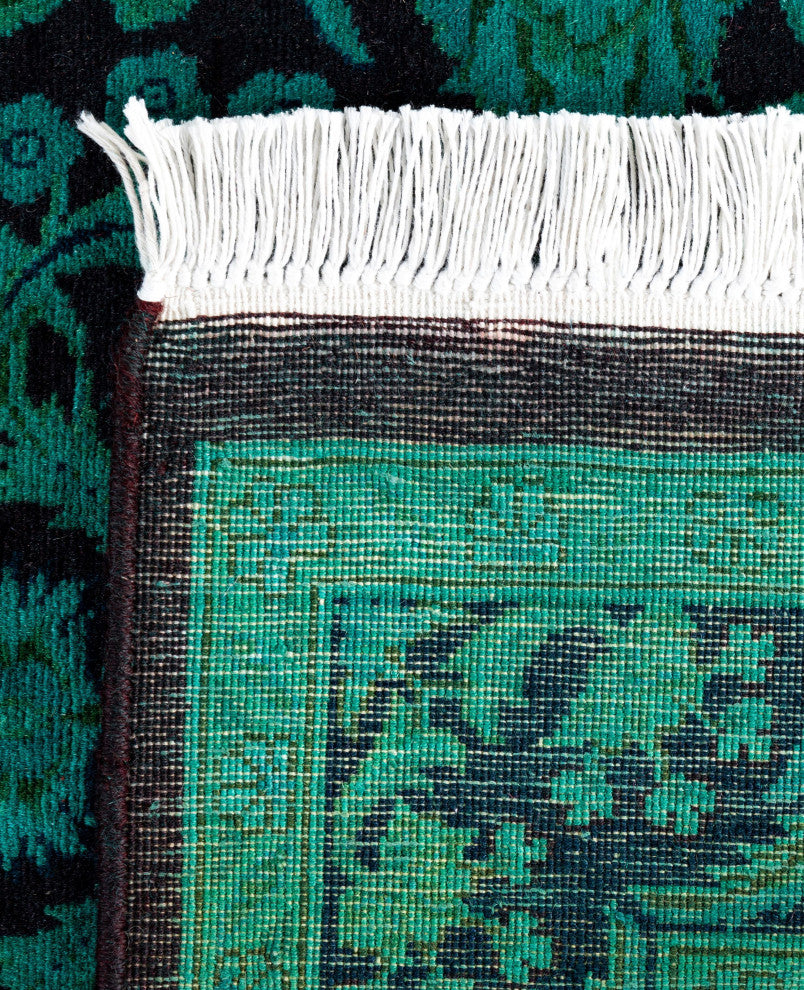 Overdyed One-of-a-Kind Hand-Knotted Area Rug Green, 3' 1" x 5' 3"