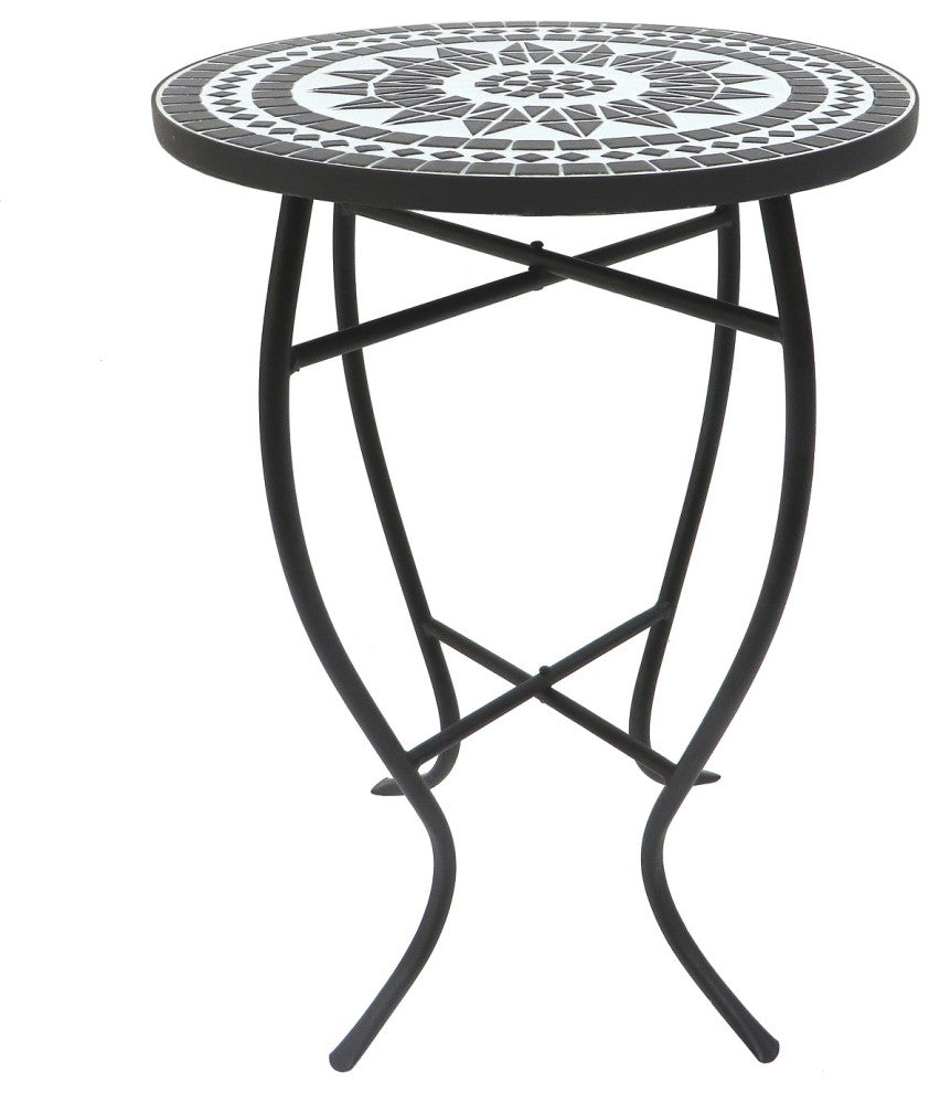 Mosaic Art Collection Accent Table, Black Lily, Single Table