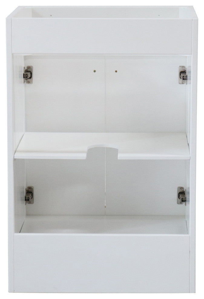 SmartFold 24" Single Sink Vanity, White With White Ceramic Top, Brushed Nickel