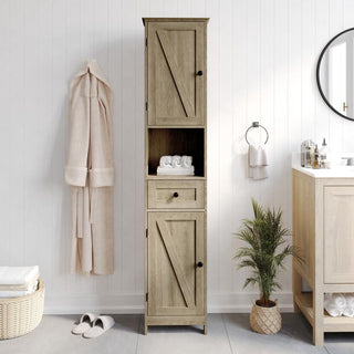 Dune Freestanding Bathroom Linen Tower Storage Cabinet, Brown