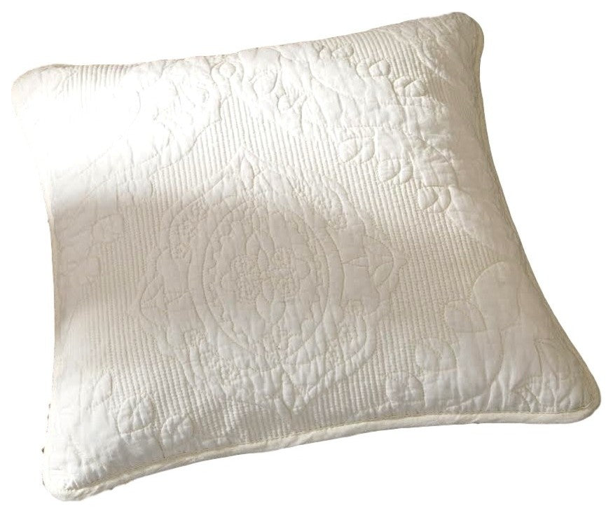 Tache 2 Piece Powder Snow 100% Cotton Solid White 18x18 Cushion Covers