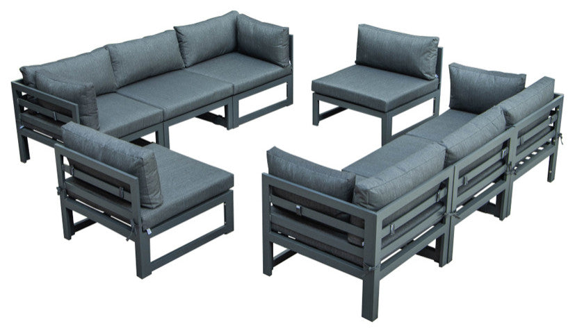 Chelsea 8-Piece Patio Sectional Black With Cushions, Black