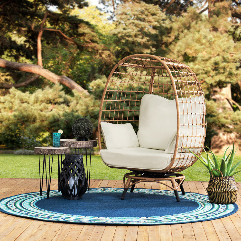 Sunjoy Light Brown Swivel Egg Cuddle Chair