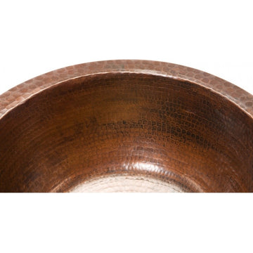 Premier Copper Products BR14DB3 14" Round Copper Prep Sink w/ 3.5" Drain Opening