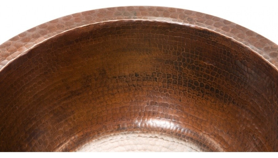 Premier Copper Products BR14DB3 14" Round Copper Prep Sink w/ 3.5" Drain Opening