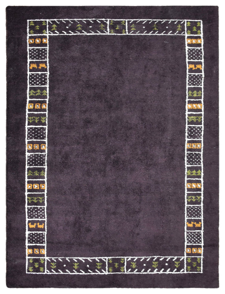 HAND KNOTTED LOOM SILK ECO-FRIENDLY AREA RUG -5'x8',Rectangle,Brown,Contemporary