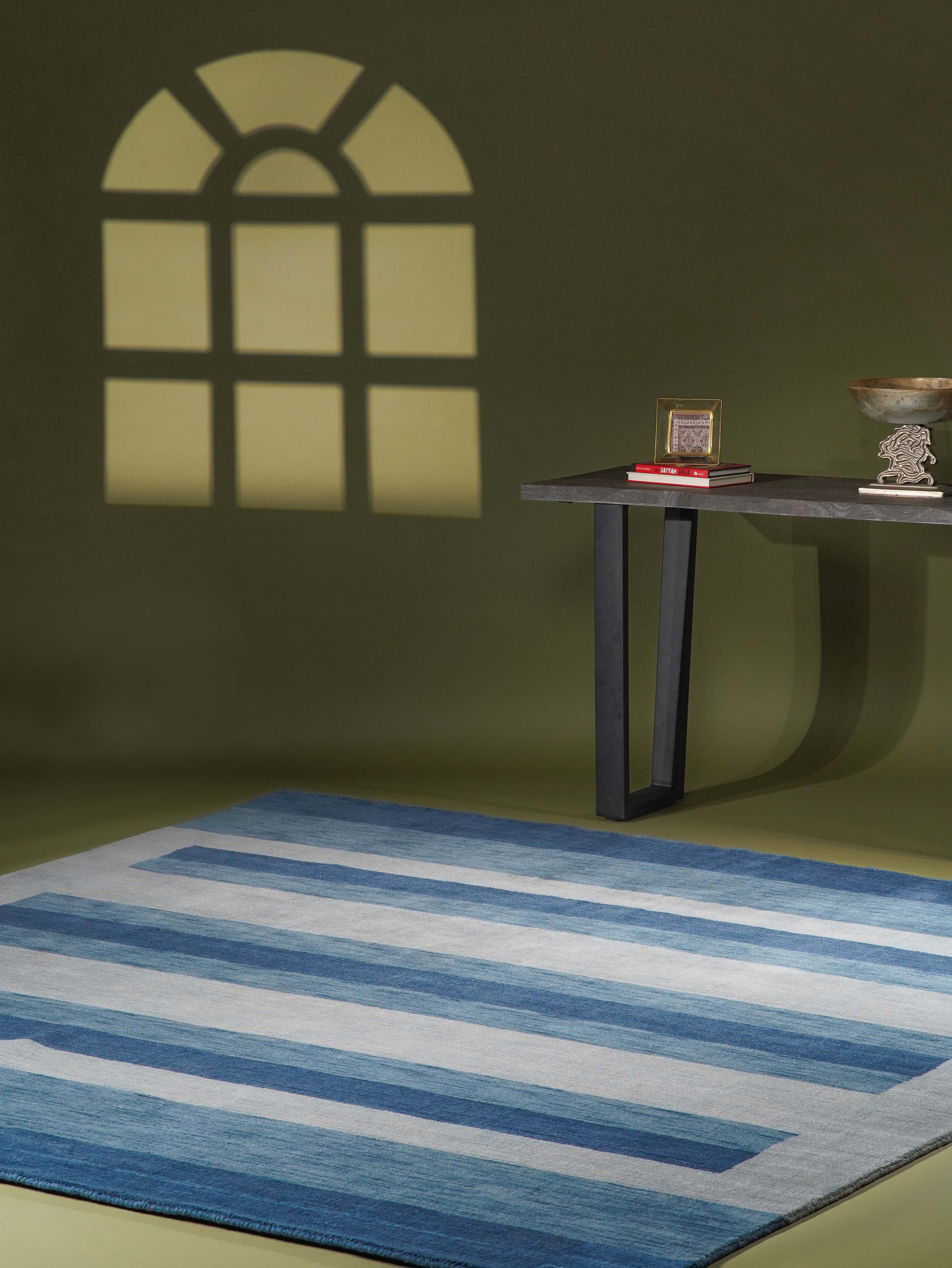 HAND KNOTTED LOOM WOOL ECO-FRIENDLY AREA RUGS-Rectangle,Blue,Contemporary, [Square] 10'x10'