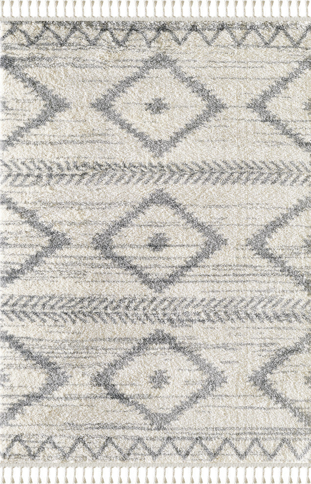 Abani Willow WIL110A Bohemian Geometric Ivory and Grey Area Rug