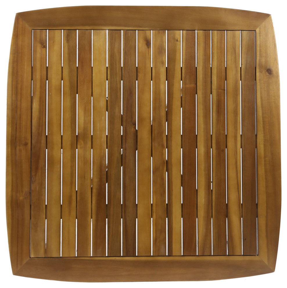 GDF Studio Stanford Outdoor Square Acacia Wood Dining Table With X Base, Teak Fi