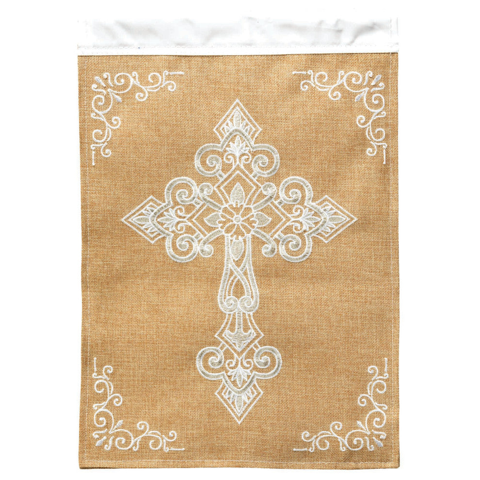 Flag White Cross Burlap Polyester 29x42
