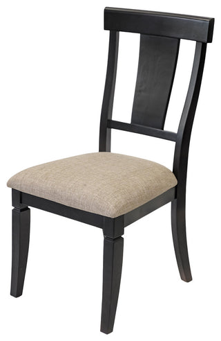 Two Wood Traditional Kitchen Table Chairs, Set of 2, Black