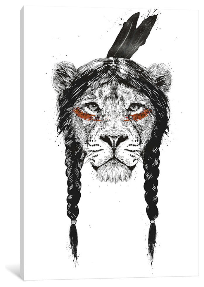 "Warrior Lion" by Balazs Solti, Canvas Print, 26"x18"