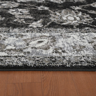 Alessana Cheally Black Bordered Area Rug, 6'7"x6'7" Round
