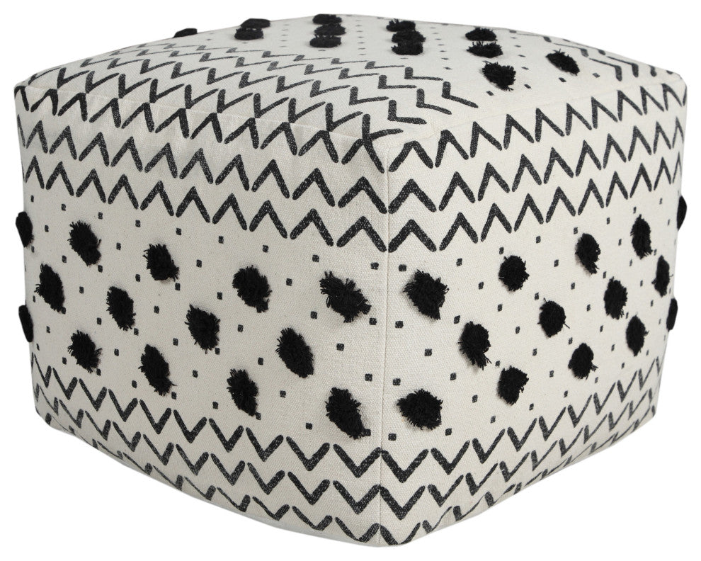 Textured Dot and Geometric Arrow Pouf Ottoman