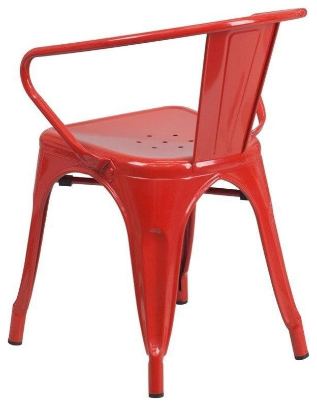 Flash Furniture Metal Stackable Dining Arm Chair in Red