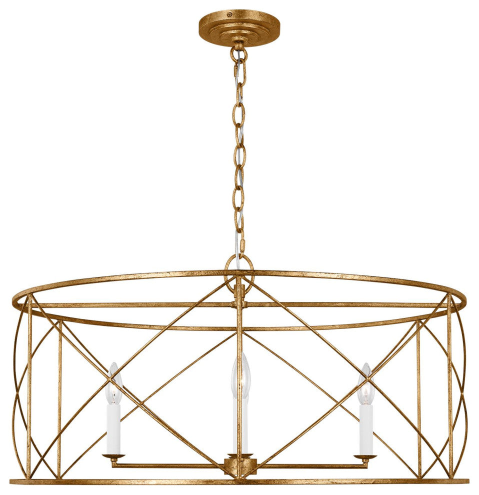 Beatrix 4-Light Indoor Extra Large Lantern Pendant, Antique Gild Gold