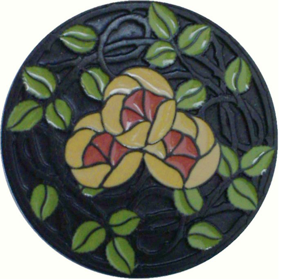 Delaney's Rose Knob, Dark Brass and Yellow Coral Flower