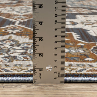 Emilia Panel Medallions Blue/ Rust Area Rug 9'10" x 12'10"